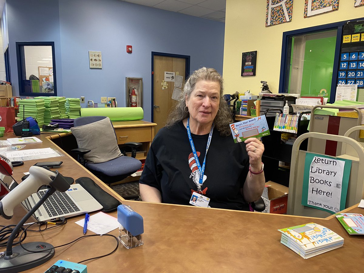 We gave away scratch off tickets for checking out library books today. Happy Birthday Dr. Seuss! #vblms