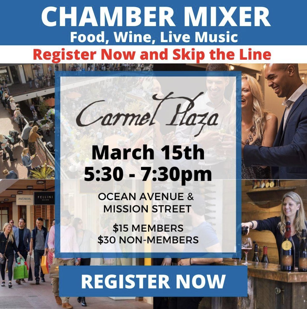 Reminder meet us the <a href="/CarmelPlaza/">Carmel Plaza</a> tonight and mix like a local. <a href="/montereychamber/">Monterey Peninsula Chamber of Commerce</a> <a href="/CarmelArtAssoc/">Carmel Art Assoc</a> <a href="/CrossroadsCrml/">Crossroads Carmel</a>