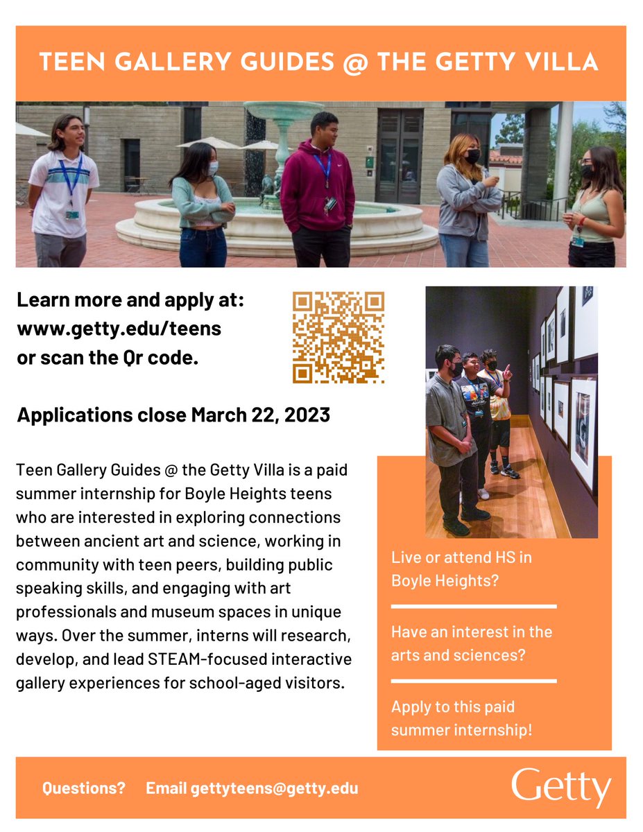 Are you interested in an 8-week PAID internship during the summer? ☀️ Check this opportunity out! You must be a high school student in Boyle Heights and at least 16 years old. All transportation to and from the location(s) will be provided. 

Applications are due March 22, 2023.