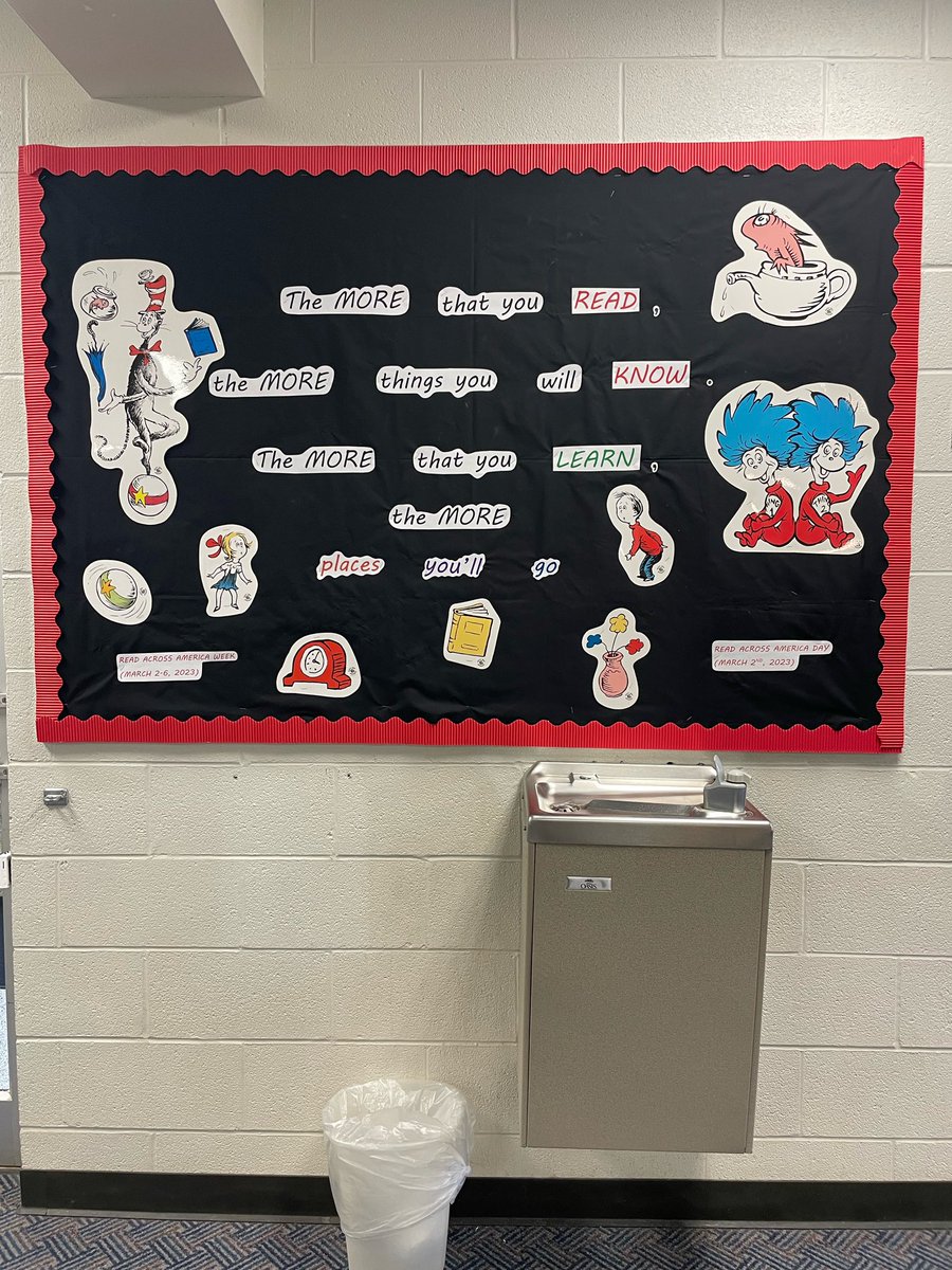 Watson_Library's tweet image. We have two new displays.
One display is focused on Women’s History Month.
Our other display is based on the culture of Ireland and St. Patrick’s Day.
The bulletin board is decorated with Dr. Suess and Read Across America Week decor.
The books in the displays can be checked out!