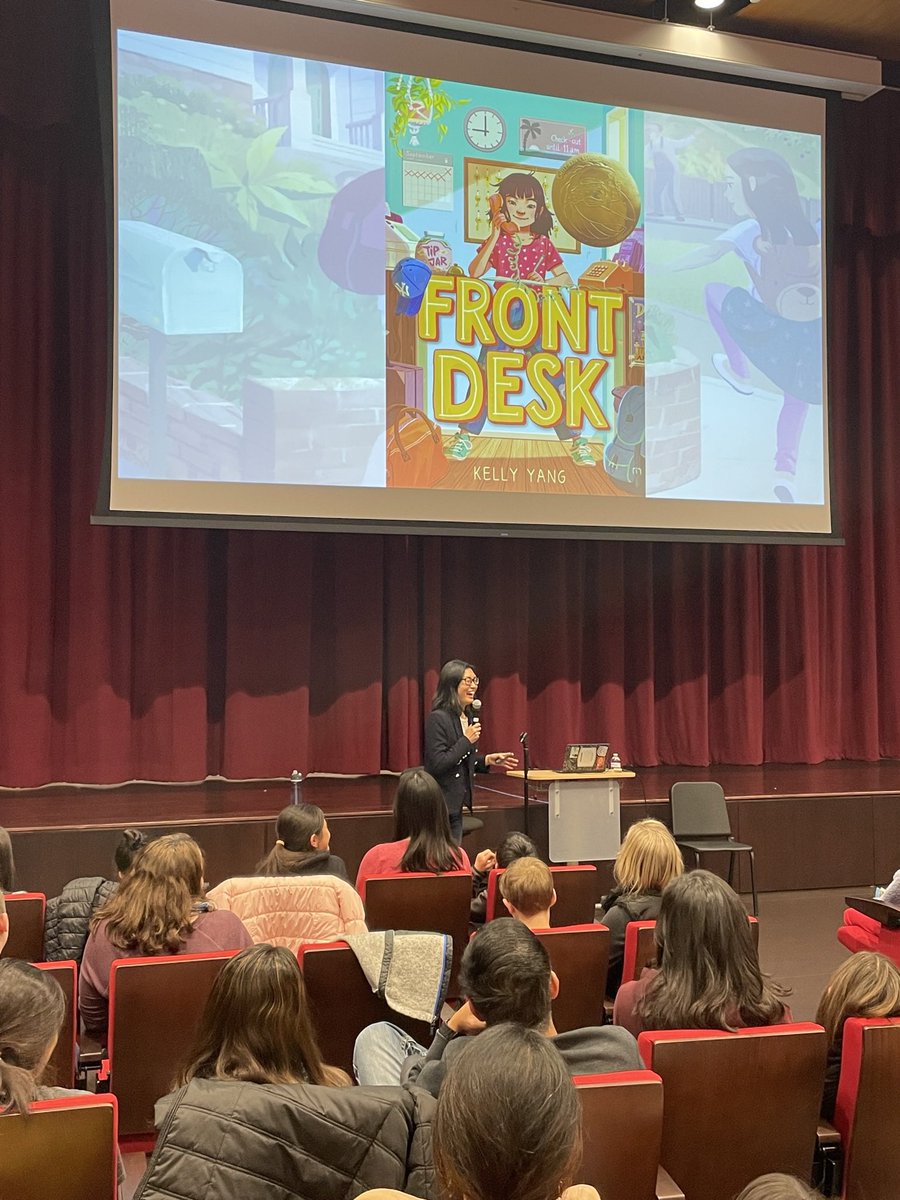 meganlangman's tweet photo. We loved hearing @kellyyanghk speak last night!  And getting to attend a book talk with two beloved @JJESOwls teachers- @FeinsteinMrs and @MsRagasaTavares - what could be better?! https://t.co/ssf7I9dOPy