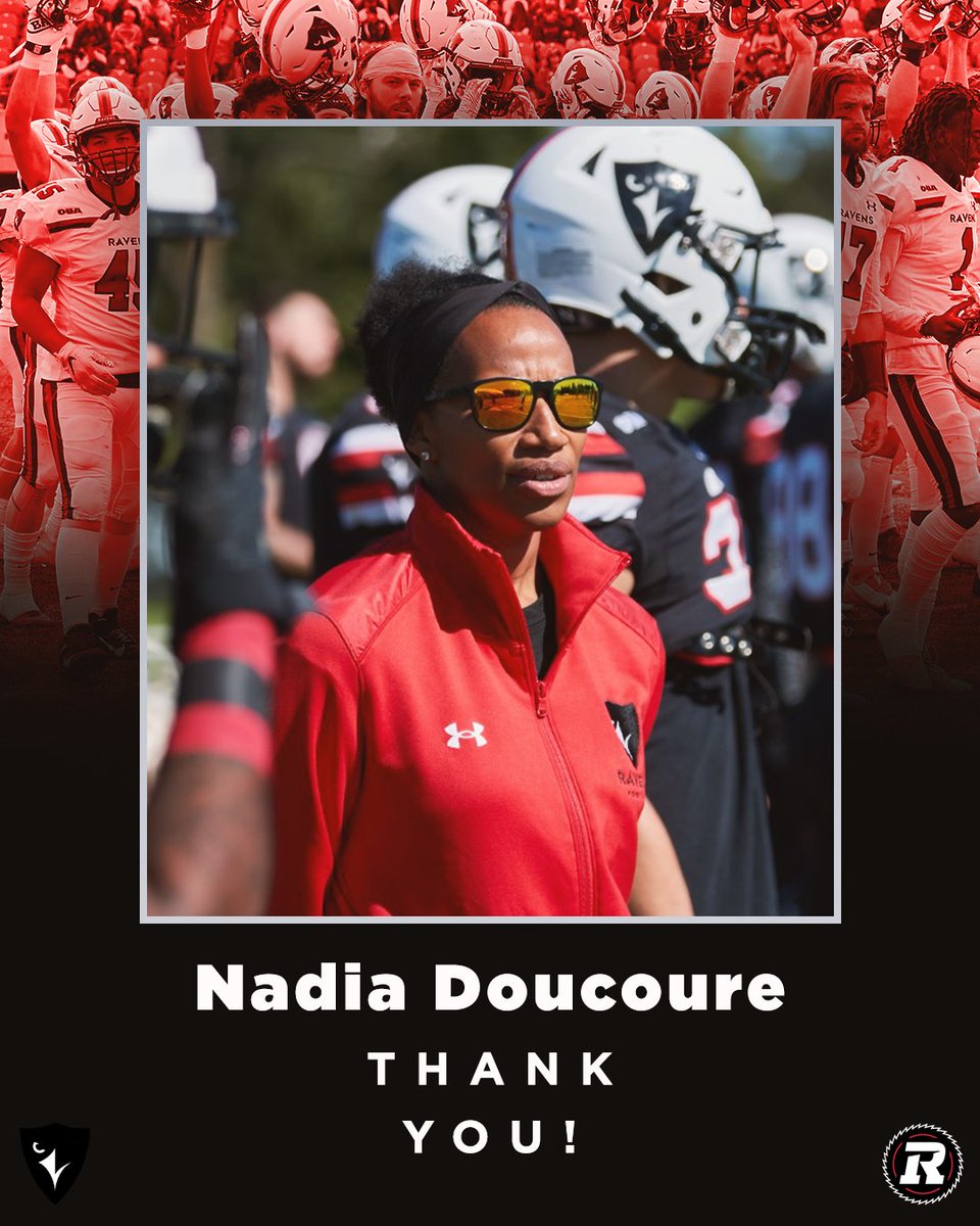 CURavensFB's tweet photo. Congratulations to Ravens assistant coach Nadia Doucoure. 

Nadia has joined the coaching staff of the Ottawa Redblacks! 

Thank you for all the time you spent helping our Ravens soar.

https://t.co/sByMmRRHFL https://t.co/vVFuVHQ30S