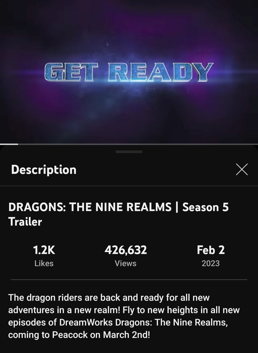 #D9R #DT9R #DragonsT9R #DragonsNineRealms #DragonsTheNineRealms #DreamworksDragons #TheNineRealms #HTTYD #HowToTrainYourDragon 

Dragons: The Nine Realms Season 5 Official Trailer from the Peacock Network...

🐉🙋🏼‍♀️

youtu.be/exhNDrMdANw