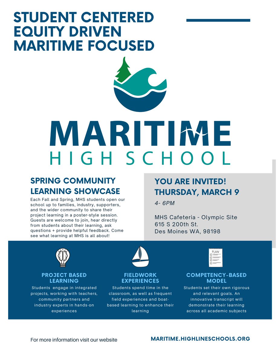 Please join us for this in-person showcase of student learning on Thursday, March 9 between 4-6pm! If you've ever wanted to hear about MHS directly from those who know it best (the students), this is the perfect opportunity.