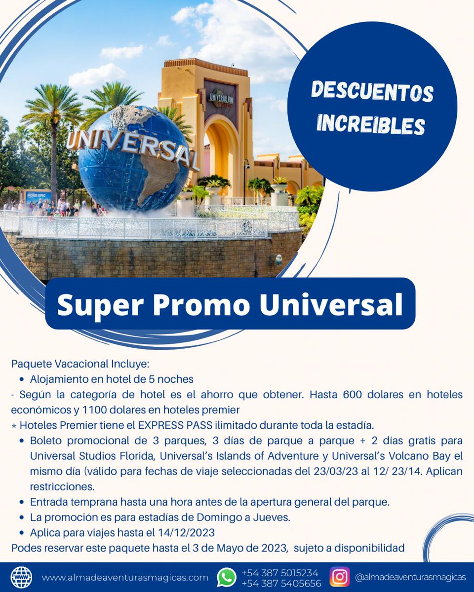 Vale_Viajera's tweet photo. Increíble promo de Universal!!! Te la vas a perder?? 🤪
Soy agente oficial de Universal y Disney, pedí tu cotización y comencemos a organizar tu viaje mágico!
📱+5493875405656

#Universal #Orlando #viajes #familia #parejas #viajeros https://t.co/CMHRcgBuHt