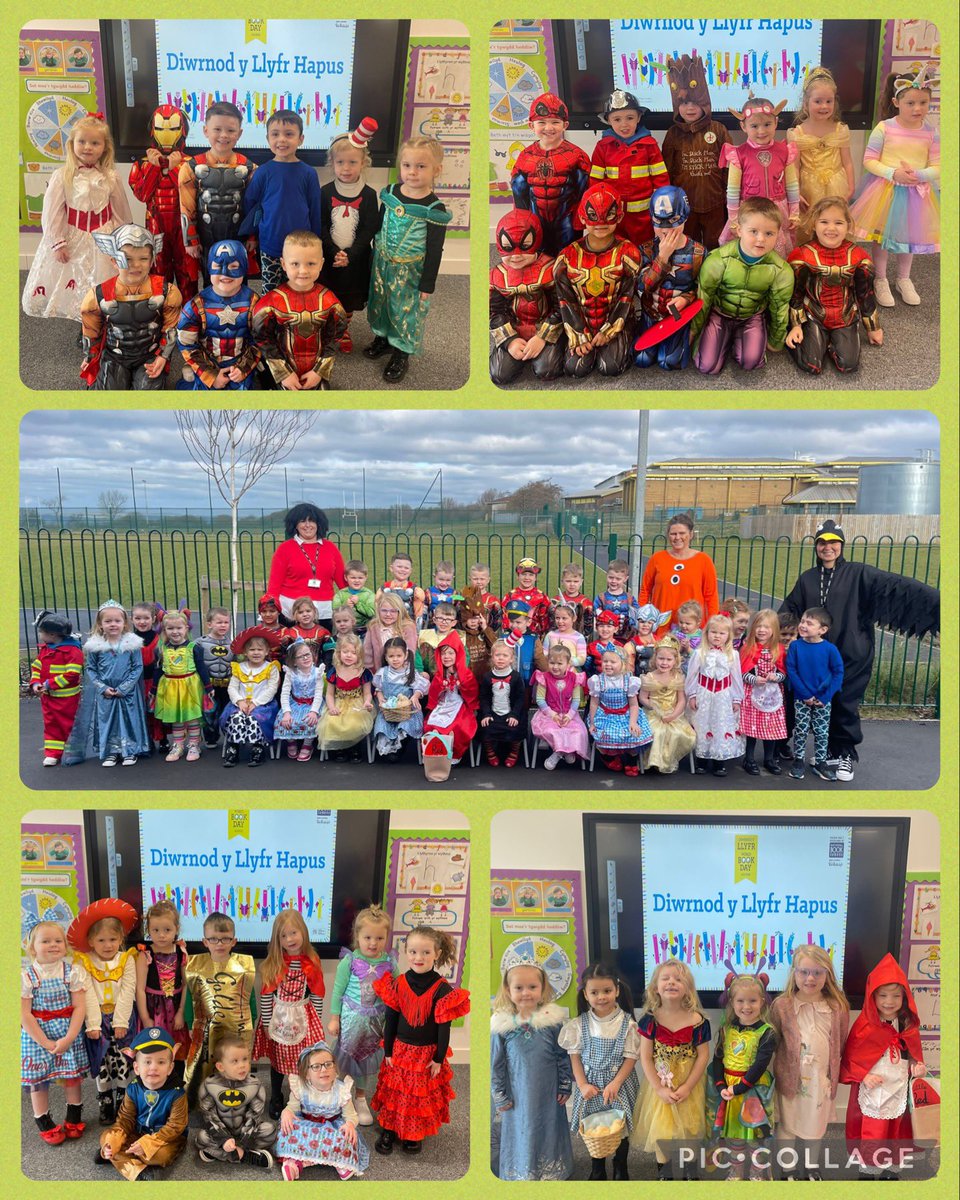 Tirdeunaw's tweet photo. 📚Dosbarth Meithrin yn mwynhau dathlu Diwrnod y Llyfr. Beth yw eich hoff lyfr? 📚 
📚Nursery class enjoying celebrating World Book Day. What's your favourite book?📚 
#tirdeunaw #CC1 #meithrin #DiwrnodYLlyfr https://t.co/BZnO2ZMRfd