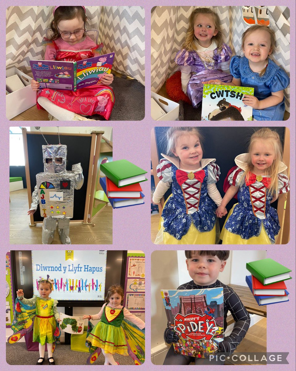Tirdeunaw's tweet photo. 📚Dosbarth Meithrin yn mwynhau dathlu Diwrnod y Llyfr. Beth yw eich hoff lyfr? 📚 
📚Nursery class enjoying celebrating World Book Day. What's your favourite book?📚 
#tirdeunaw #CC1 #meithrin #DiwrnodYLlyfr https://t.co/BZnO2ZMRfd
