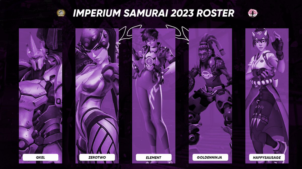 _UnityGaming's tweet photo. Our Overwatch Samurai roster for 2023:
🛡️ #QKEL
⚔️#ZEROTWO
⚔️#ELEMENT
💉#GOLDENNINJA
💉#HAPPYSAUSAGE
Welcome to the family!
To a successful year together as a team
#IMPUP #WeAreImperium https://t.co/VQVrBsO7Ng