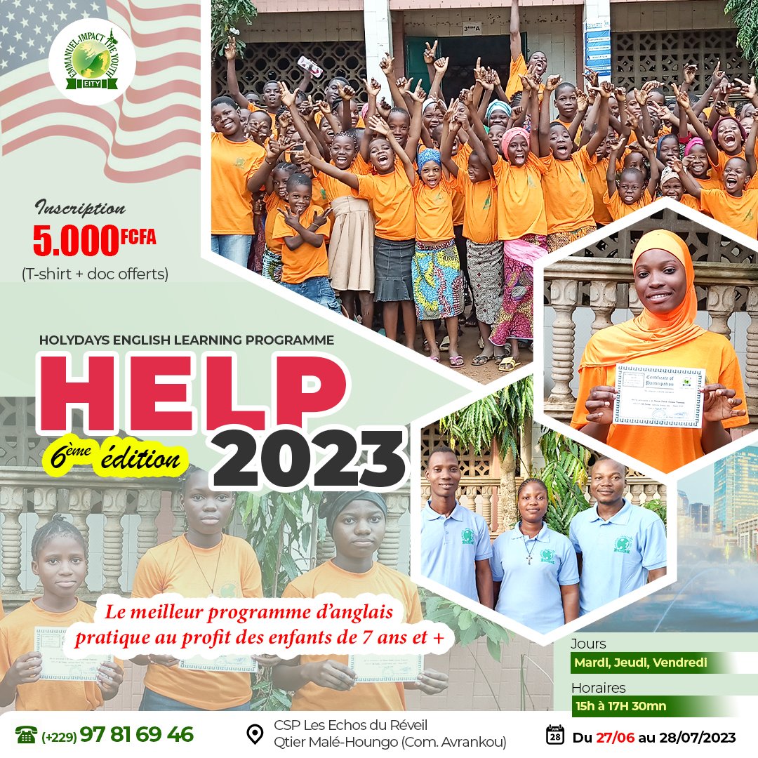 gougnimenou's tweet photo. [HELP 2023]

Inscriptions...

https://t.co/rUcc2Ksdur

Si tu es un fan de HELP, laisse un commentaire ✍️. 

💪 HELP will never die!!!

#USEmbassy #wasexo #EnglishLearning #English #englishlanguage #help #benin229 #usa https://t.co/Z1JRVHMacO