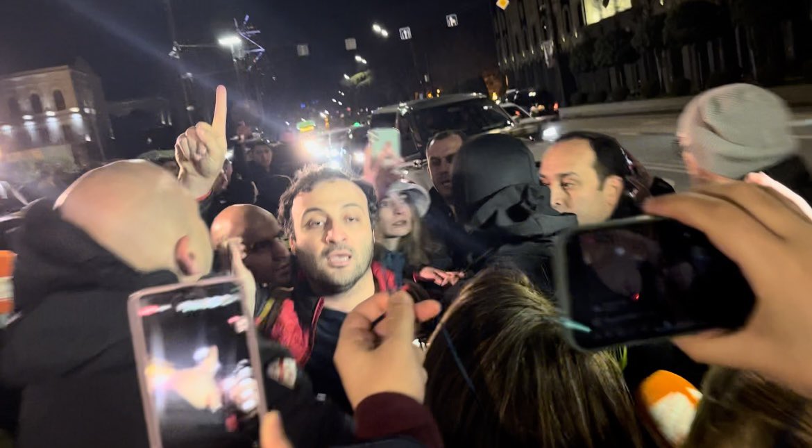 Publika_ge's tweet photo. ⭕️ Director and co-founder of "Publika" Zura Vardiashvili has been arrested near the parliament of Georgia. 

#georgia #NoRussianLaw #media #protest https://t.co/fGKYHIHAOu
