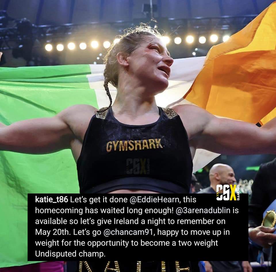 TenchuSports's tweet photo. ๐ฅ๐ฎ๐ช KATIE TAYLOR ISSUES A GET IT DONE STATEMENT TO EDDIE HEARN ๐ฎ๐ช๐ฅ
๐ป @CSXSports
#CSXBoxing #CSXSports #MatchroomBoxing #Dublin #GAA #Ireland #Irish #KatieTaylor #ChantelleCameron #Northampton #Boxing #BelfastBoxing #IrishBoxing #TaylorCameron https://t.co/7HRb3Yh2Bo