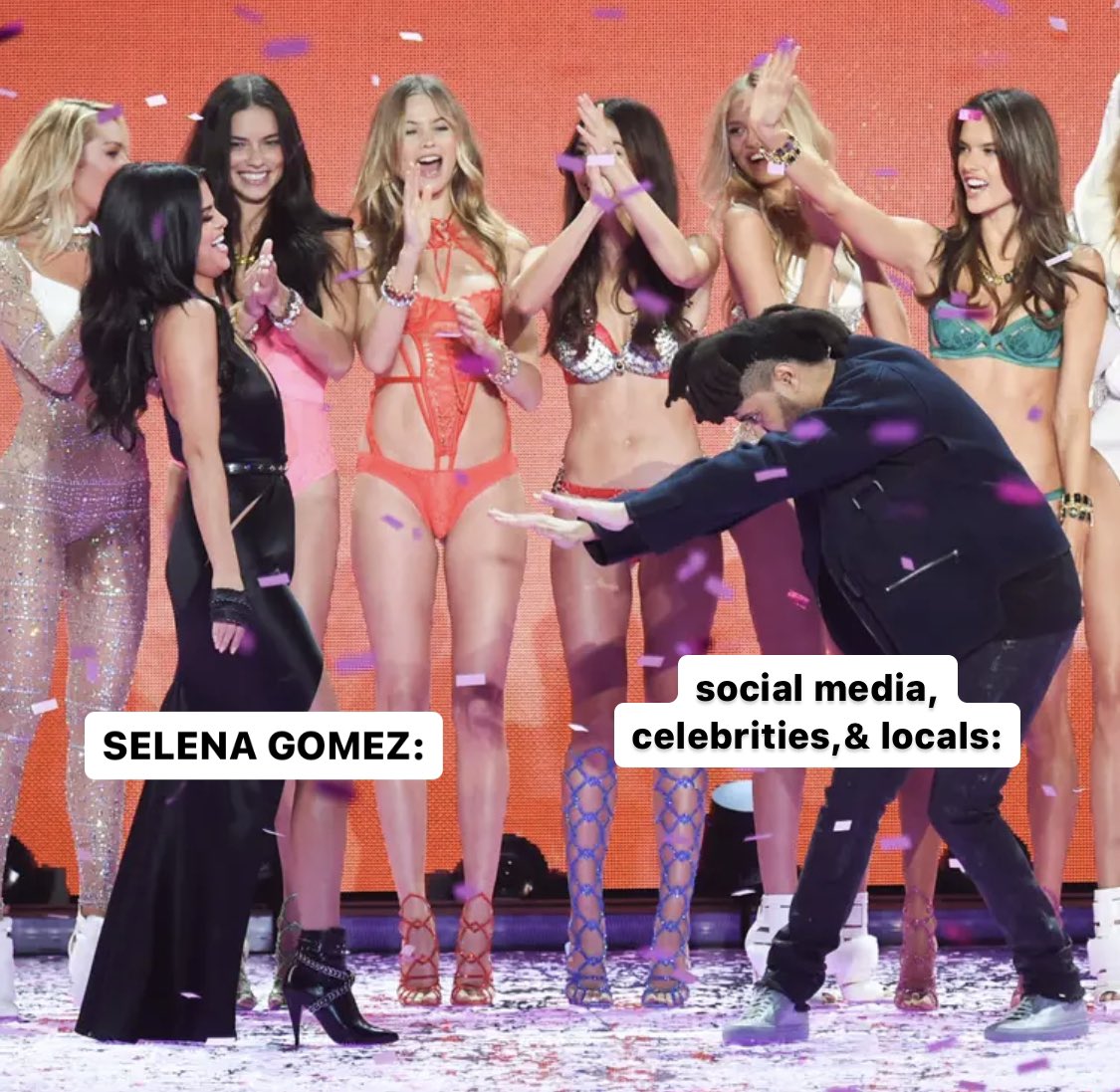 withluvselena's tweet photo. an actual representation of the whole selena gomez and hailey bieber drama. https://t.co/8hH3QEaYit