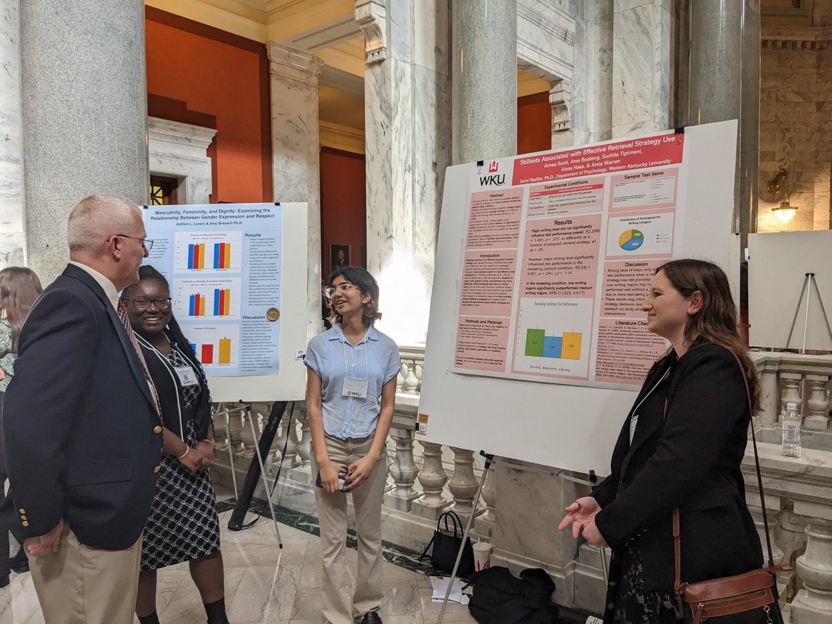 We’re proud of Psychology majors  Aimee Scott and Ama Boateng, plus Gatton Academy student Suchita Tipirneni for presenting their research at Posters at the Capitol! #WKU #AppliedResearch