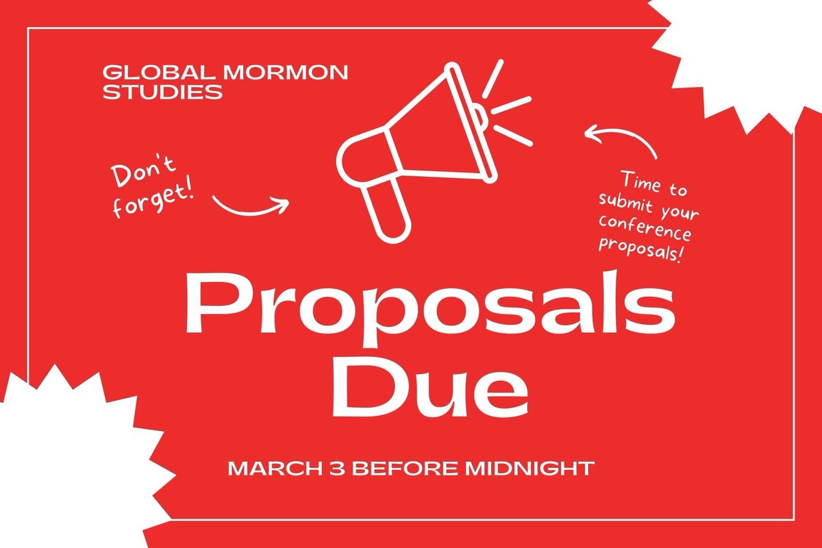 Proposals to the #GlobalMormonStudies virtual conference are due by tomorrow March 3! 

See details and learn more at globalmormonstudies.org/global-mormon-…