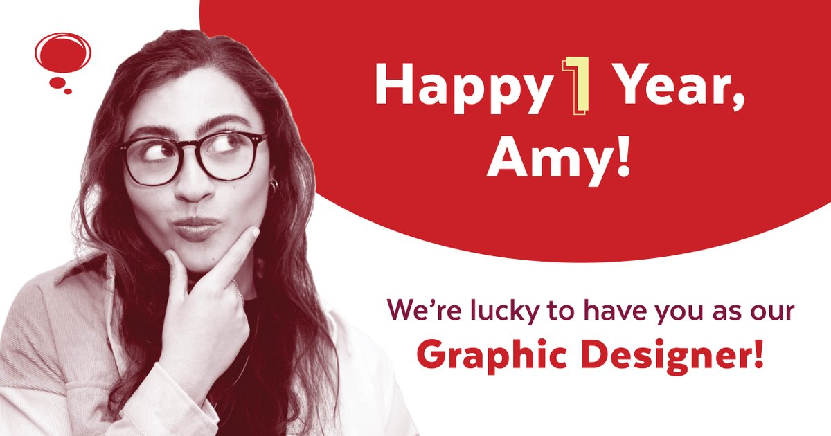 Happy 1 year at #RedThinking to our #GraphicDesigner, Amy!

Thank you for all that you do!
