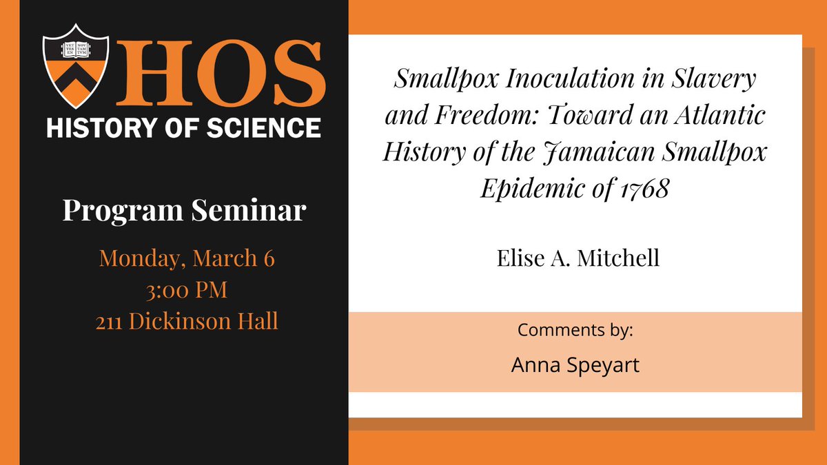 March 6, 2023

Smallpox Inoculation in Slavery and Freedom: Toward an Atlantic History of the Jamaican Smallpox Epidemic of 1768

By Elise Mitchell with comments by Anna Speyart

🔗ow.ly/mOP950N7Esw