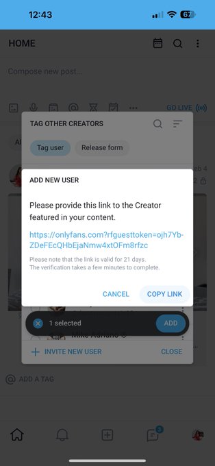 Is that normal that OF now is asking to the people tag for confirmation on links or its just me? https://t