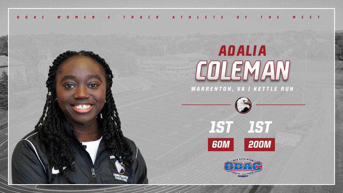 BCAthletics's tweet photo. 𝑺𝒐𝒂𝒓𝒊𝒏𝒈 𝒕𝒐 𝒕𝒉𝒆 𝒑𝒐𝒅𝒊𝒖𝒎 @BCXCTF  🦅🥇

Coleman named Women's Athlete of the Meet as Eagles claim 10 All-ODAC honors #BleedCrimson #GoForGold https://t.co/79xRdJzQJz