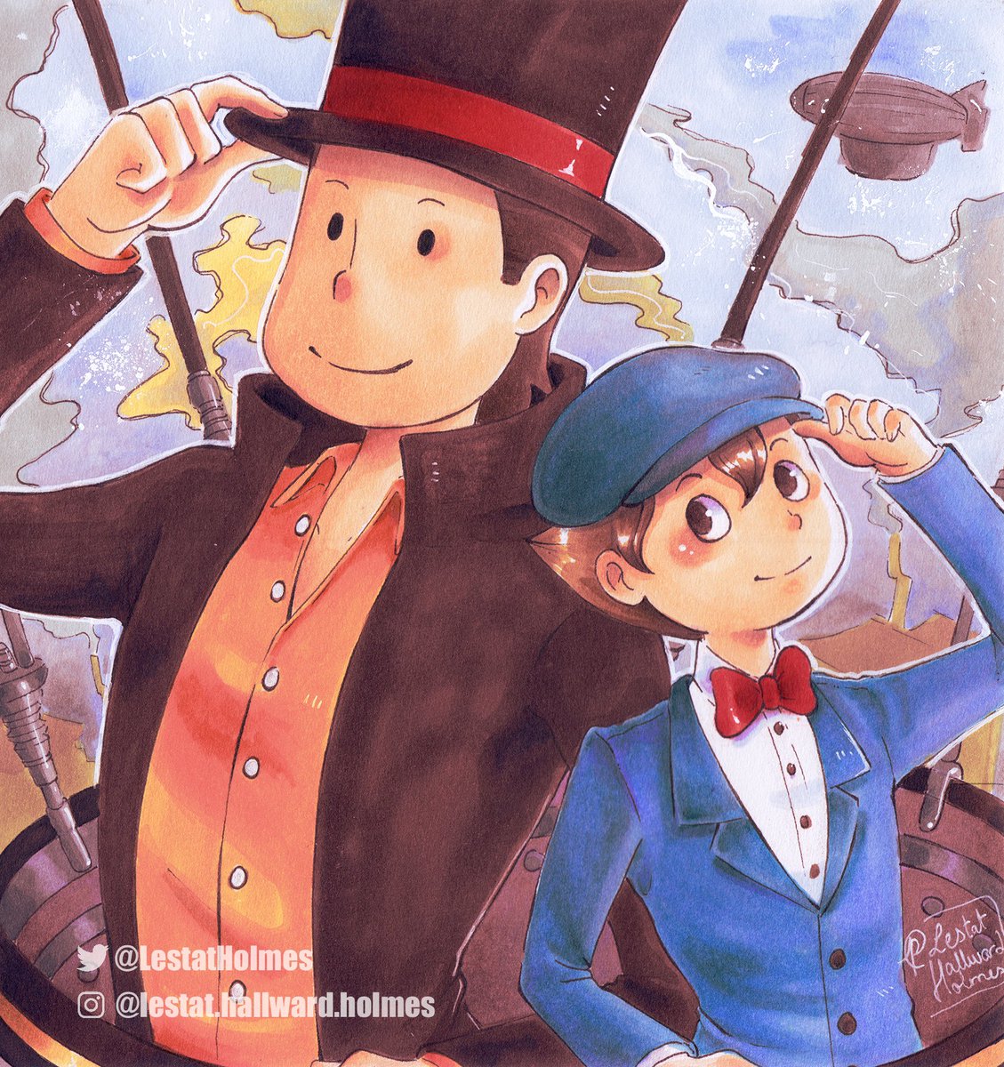 En retard, mais ... il fallait que je les dessines ! Le retour du roi !!! 🥹 Professeur Layton restera toujours l'une de mes séries de jeu du coeur. Ca faisait longtemps que je n'en avais plus fait de fanart 🤧 #professorlayton