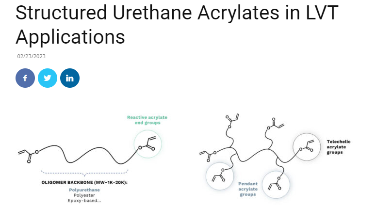 Find our <a href="/uvebtechnology/">UV+EB Technology</a> article detailing our innovative technology to optimize performance in luxury vinyl tile #coatings applications. Our structured urethane acrylates can enable more homogeneous cross-linking &amp; mitigate brittleness. 👉 arke.ma/gkmt50N7Etp  <a href="/Arkema_group/">Arkema</a>