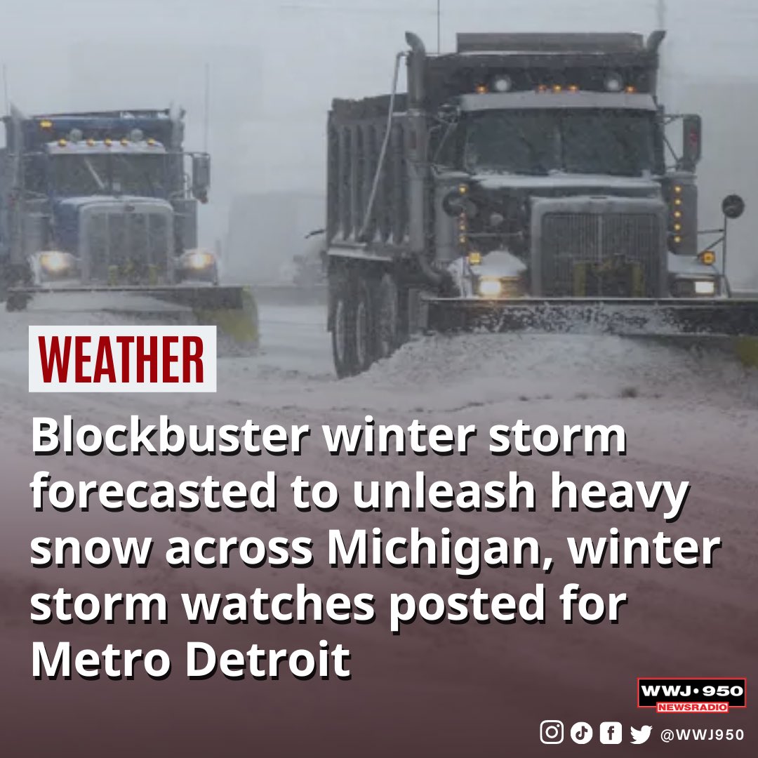 WWJ950's tweet photo. A major winter storm is taking aim at Michigan, and threatening to dump 3 to 6 inches of snow in Metro Detroit less than a week after the same area was hit with a historic ice storm.

Full forecast here: https://t.co/9U6RuWMa4H https://t.co/dHcvZ3qTuD