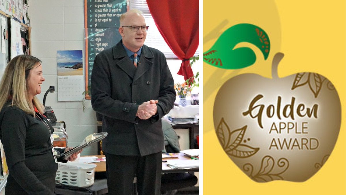 Congratulations to <a href="/ReedsSpringES/">Reeds Spring ES</a> teacher Mrs. Ashley Kohl. She received the @kolr10kozl Golden Apple Award! #ONEwiththePACK