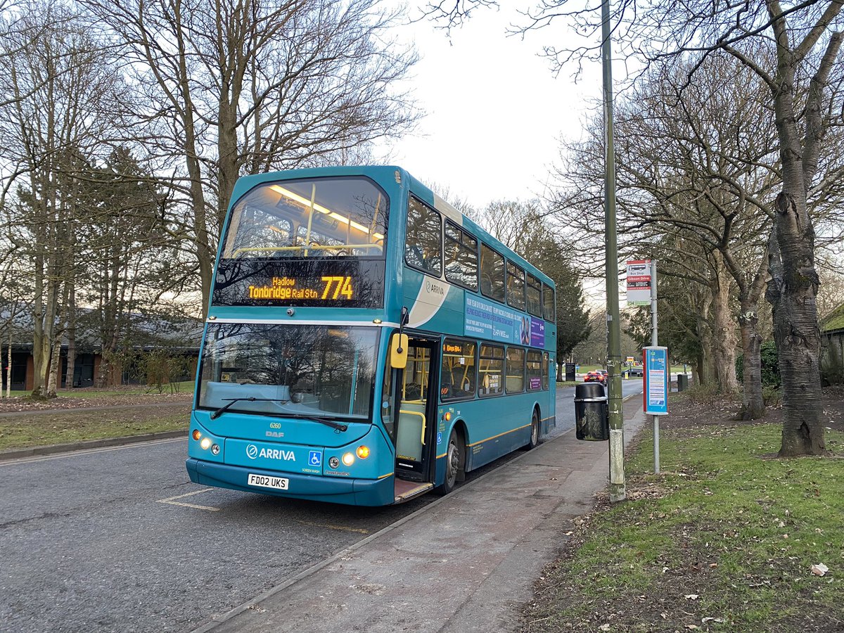 Arrivabus7's tweet photo. With tomorrow being 6260s last day before withdrawal, I took one last in service ride along the 774. A lovely bus, new to Leicester in 2002 and is now the last of the classic Lowlanders with Arriva Kent. A nice quiet sunset cruise to Tonbridge, ahead of its last service tomorrow. https://t.co/6rX9eezqXv