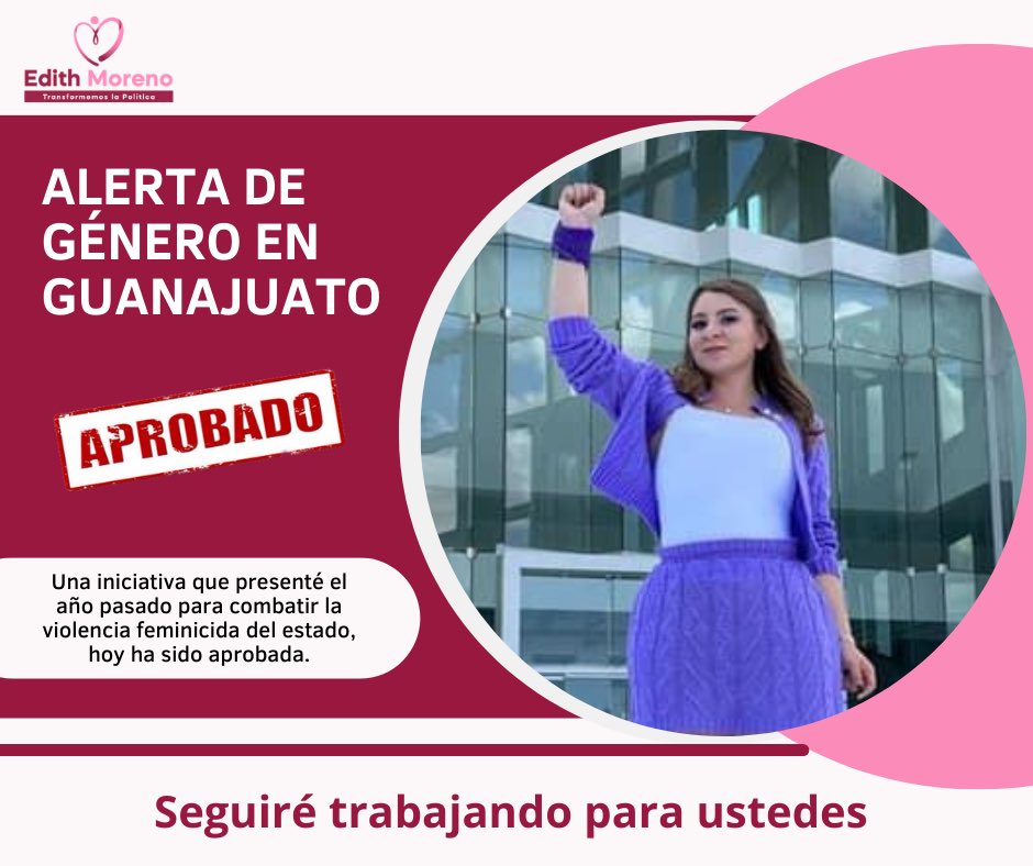 Hoy aprobamos la iniciativa que presenté para ti, seguiré luchando por acabar con los feminicidios y la violencia de género 💜 #NiUnaMás

#TrabajoLegislativo 
#EdithMorenoTuDiputada 👩🏼