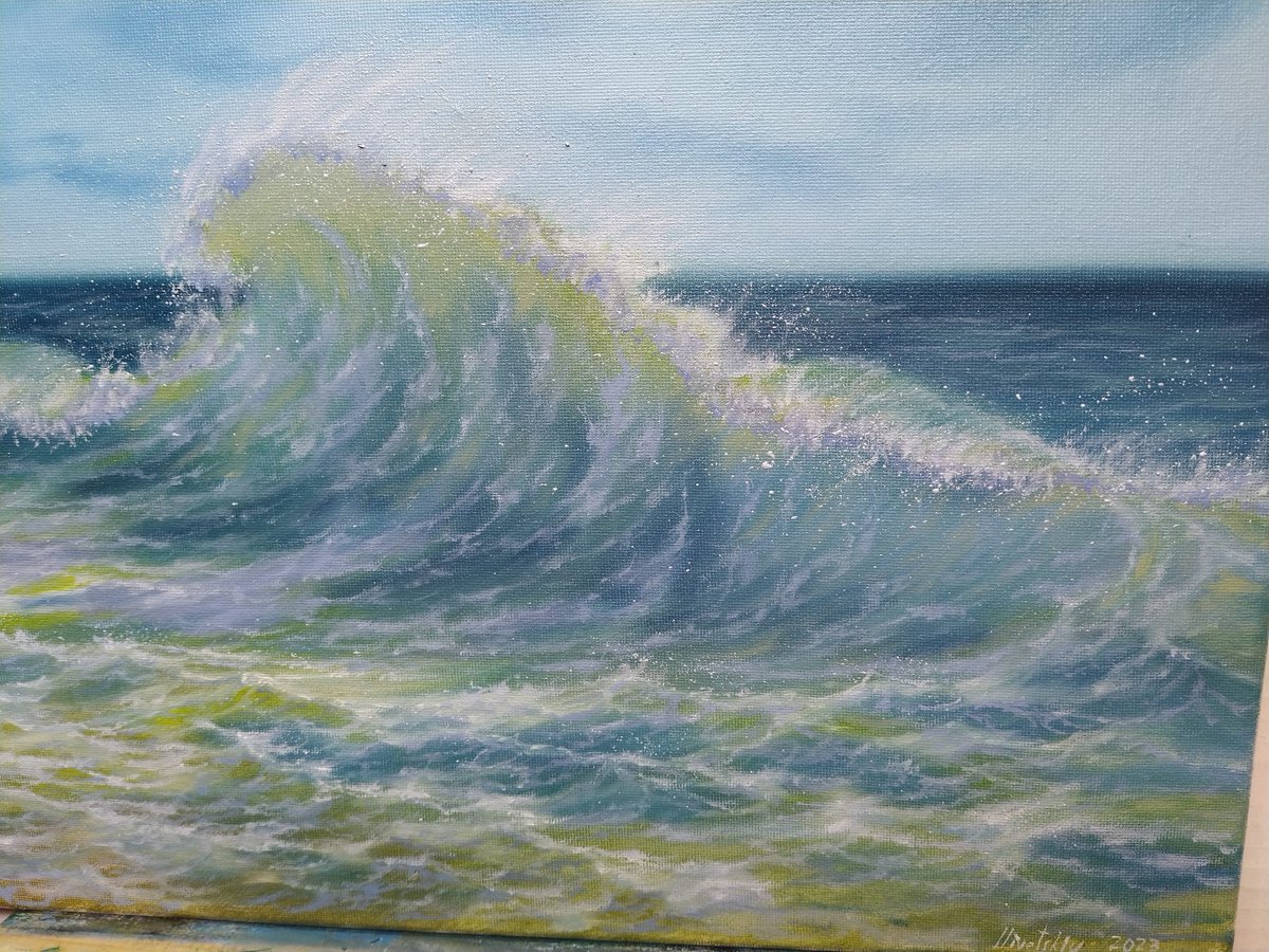 Excited to share the latest addition to my #etsy shop: 16'/12' original oil painting , stretched canvas, the wave, original artwork, Oceanside , landscape, nautical seascape ,surf, summer etsy.me/3L8FTy3 #office #stretchedcanvas #horizontal #beachtropical #coas