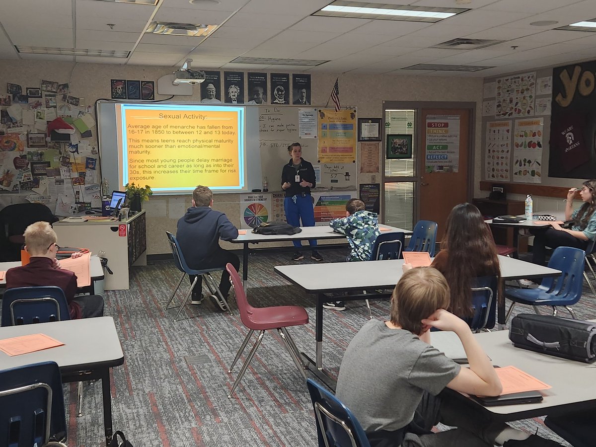 Students are getting a crash course for STD/STI information for our 7th grade provided through Altru and the resident doctors! Thank you for working with our schools! #GetInformed #STDEducation <a href="/UNDCNPD/">UND CNPD</a>