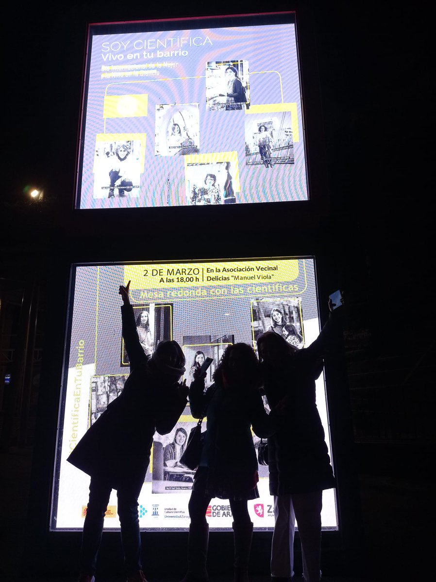 Impresionante el tratamiento a nuestra campaña #CientíficaEnTuBarrio desde el corazón del barrio de Delicias de <a href="/zaragoza_es/">AyuntamientoZaragoza</a>! 
Tremenda la pantalla digital en C/ Delicias,44, junto a la asociación, gracias a su presi, <a href="/jlzunigamac/">José Luis Zúñiga</a>, equipo, y junta distrito <a href="/FECYT_Ciencia/">FECYT</a> <a href="/unizar/">Universidad Zaragoza</a>