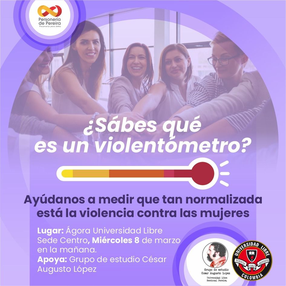 Ulibre_pereira's tweet photo. Con la Personería de Pereira, te invitamos a participar de un 👩🏼‍🦱 conversatorio en el que presentarán las alertas para evitar que se normalicen conductas como el maltrato y la violencia contra las mujeres.
Celebremos el Día de la Mujer con conciencia colectiva. https://t.co/lSZH9pcxsJ