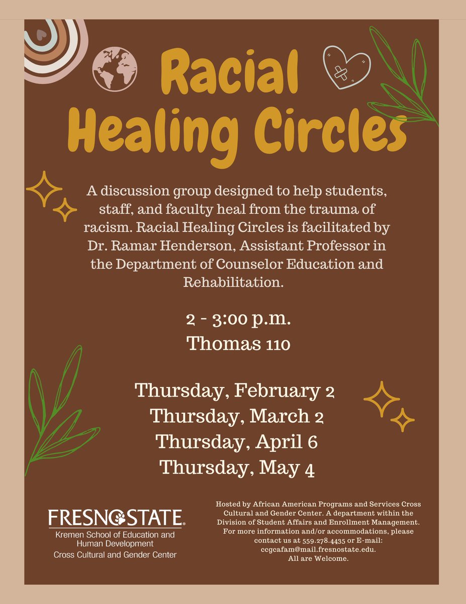 Happening TODAY! Racial Healing Circles with Dr. Henderson. Thomas 110 2 p.m. - 3 p.m.