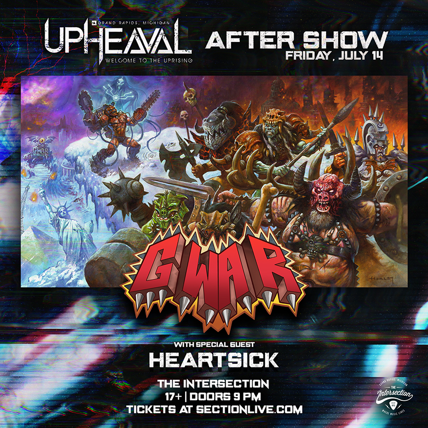 Tonight at The Intersection - <a href="/UpheavalFest/">Upheaval Festival</a> After Show - <a href="/gwar/">GWAR</a> with <a href="/heartsickband/">Heartsick</a> 

17+ | Doors 9pm | 🎫 bit.ly/UP-GWAR