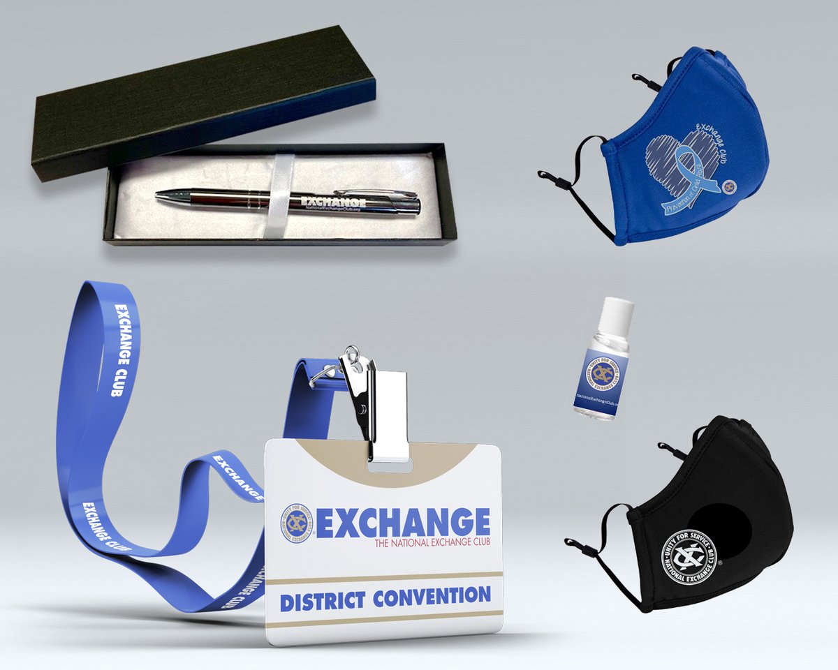 Prepare for District Conventions with lanyards, pens, masks, hand sanitizer & more! Don’t forget to gift Exchange branded items to thank your speakers, members, officers and prospective members. Stock up now! (Quantity discounts now available) buyexchange.org/giftsandaccess…