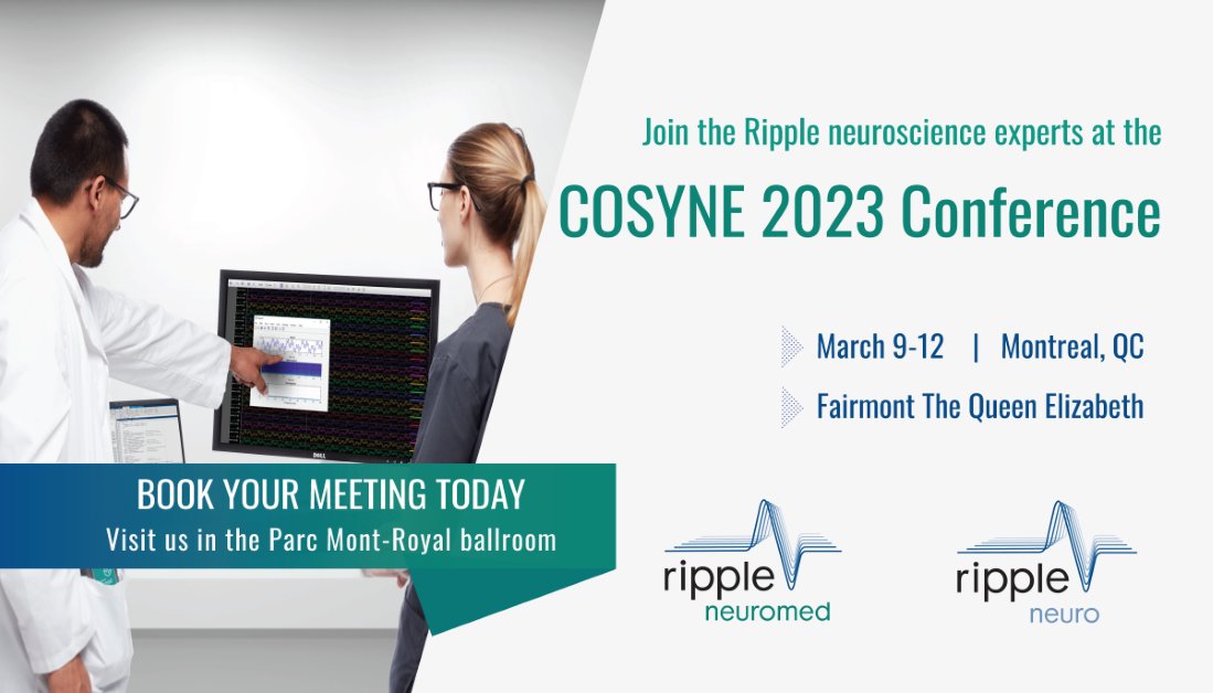 The Ripple Neuromed team is attending #COSYNE2023 March 9-12!

Stop by our table in the Parc Mont-Royal ballroom to see how our comprehensive neural recording and stimulation platform can help in your research!

#neuralstimulation #research #neuroscience #bioengineering