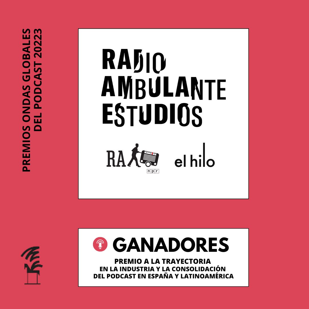 elhilopodcast's tweet photo. ✨ Nuestra casa, @radioambulante Estudios fue galardonada con el Premio a la Trayectoria en la Industria del Podcast "por ser referencia total para el periodismo sonoro, renovando estilo y creando una escuela para contar historias".
🙏 ¡Gracias por acompañarnos en este camino! https://t.co/LIWPf6CkwB