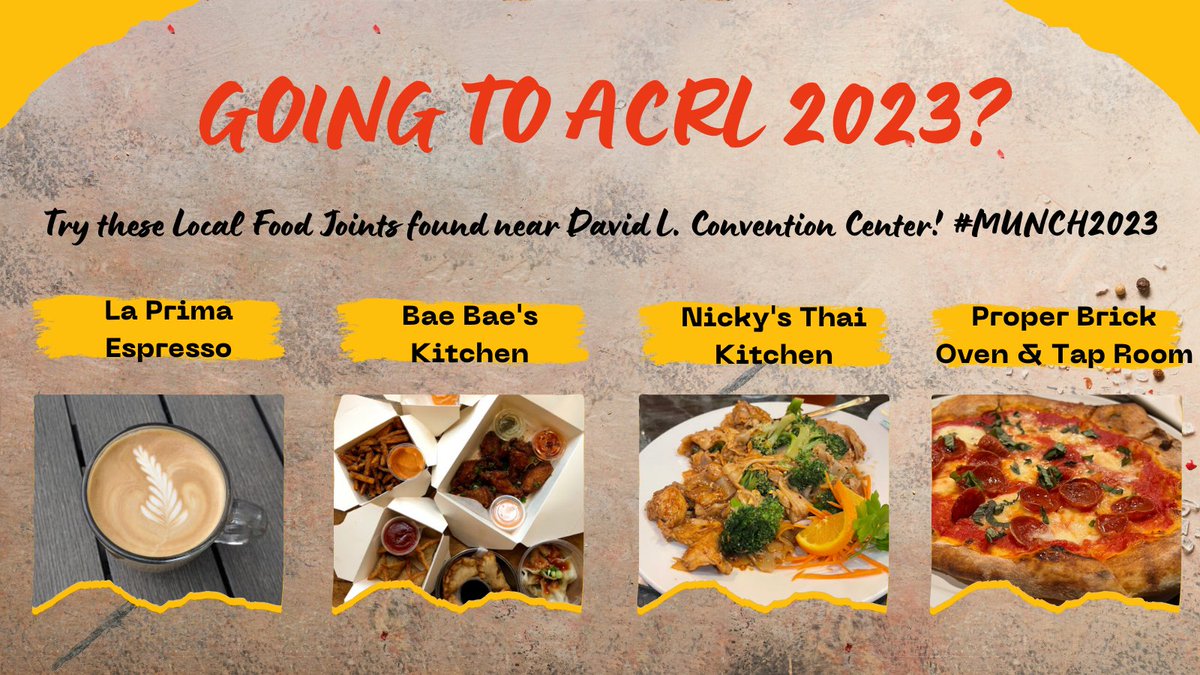 ProConsort's tweet image. #MUNCH2023 
Going to #ACRL2023 in 2 weeks? 
We&apos;ve found some #delicious local #restaurants for you to try! 
#Laprimaespresso #Baebaeskitchen #nickysthaikitchen #ProperBrickOvenTaproom
#Pittsburgh #localbusiness #CoffeeTime #pizza #proconsort