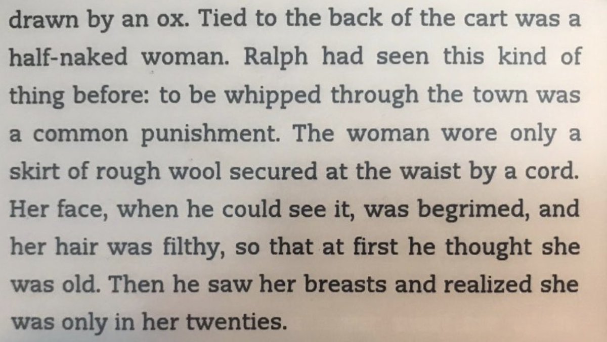 ah yes, breasts, they're just like tree rings 

(WORLD WITHOUT END, Ken Follet)