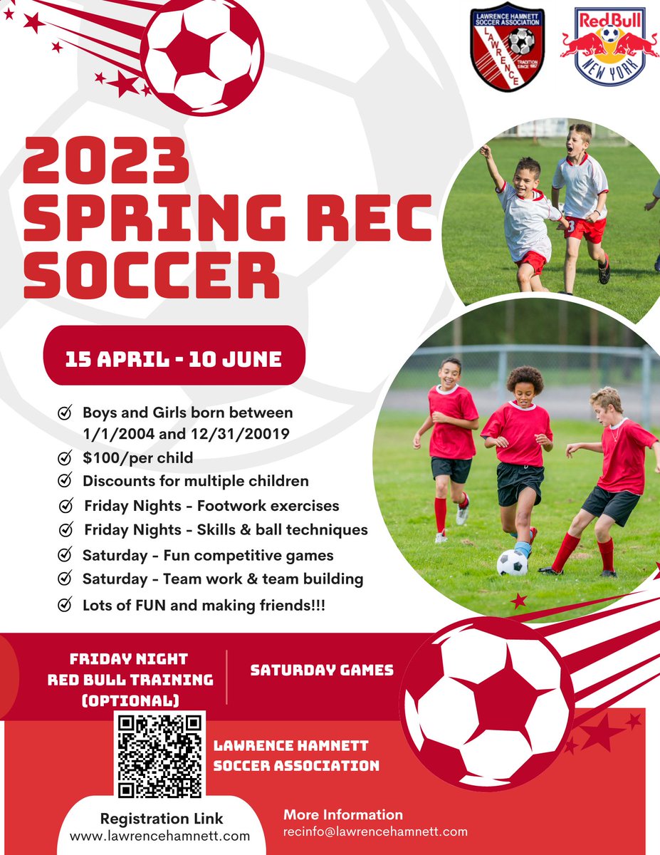 Registration closes on March 31st for our Spring 2023 Rec Soccer season.  Register today at lawrencehamnett.com/Default.aspx?t…