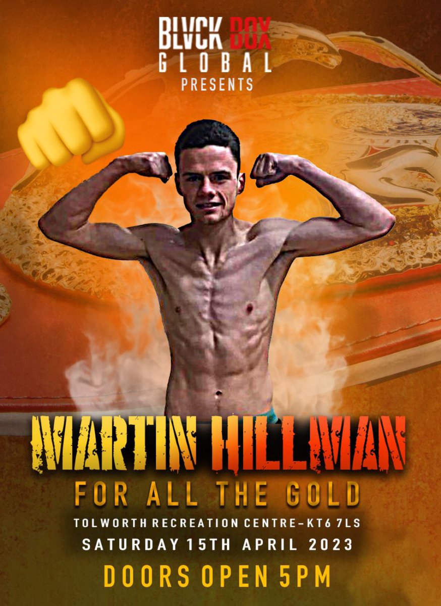 EXCITED 2 FINALLY BE ABLE 2 ANNOUNCE MY NEXT FIGHT ON SAT15th APRIL ON A PACKED BLACK BOX PROMOTIONS CARD IN TOLWORTH,LONDON! 
BIGGEST FIGHT OF MY CAREER INTERCONTINENTAL CHAMPIONSHIP TITLE FIGHT OVER 10x3 MINUTE ROUNDS! NEED AS MUCH SUPPORT AS I CAN GET 4 THIS DM ME 4 TICKETS!