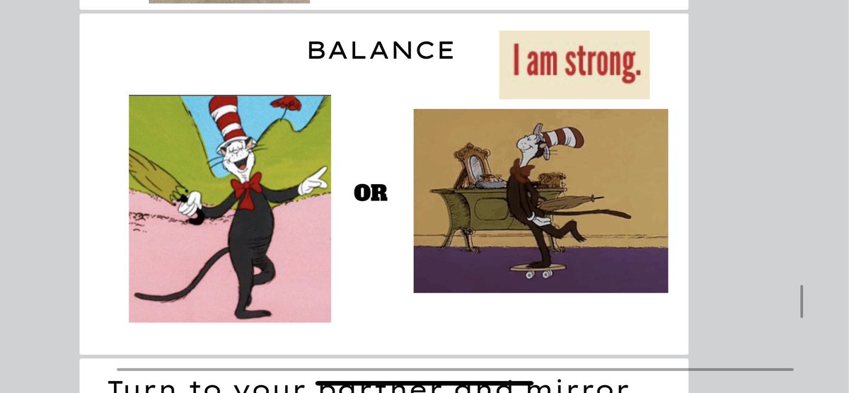 MsG_APE's tweet photo. Dr. Seuss themed stretches with positive affirmations 🧘‍♀️👏🏽 #AdaptedPE https://t.co/nCYOwj9F9S