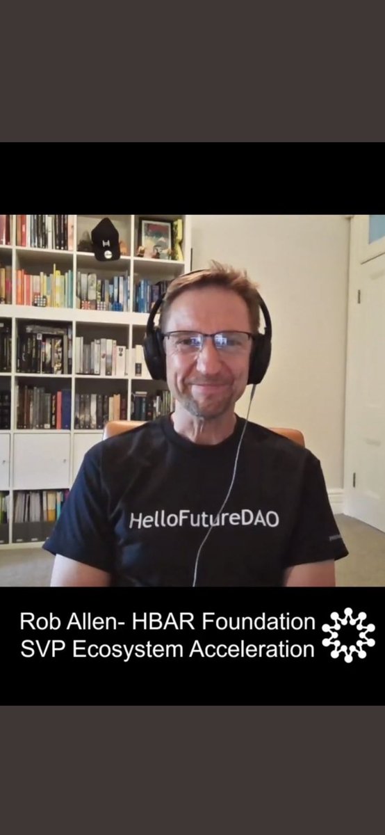 Wow!  Look who is wearing our @hellofuturedao T-shirt!  It’s @rob_nodl with @thehbarbull on #SharkBites!  #LetsGO #Hedera