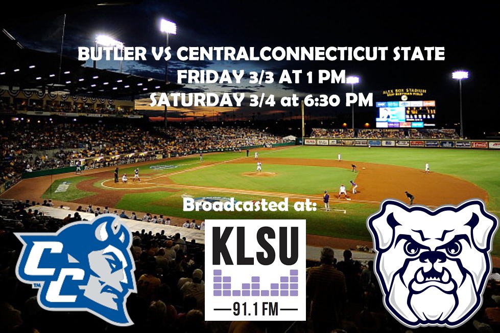 Tune in Friday and Saturday as we are getting the opportunity to commentate <a href="/ButlerUBaseball/">Butler Baseball</a> and <a href="/ccsubaseball/">CCSU Baseball</a> 

Where? - 91.1 KLSU 📻
#LSU #Butler #CCSU