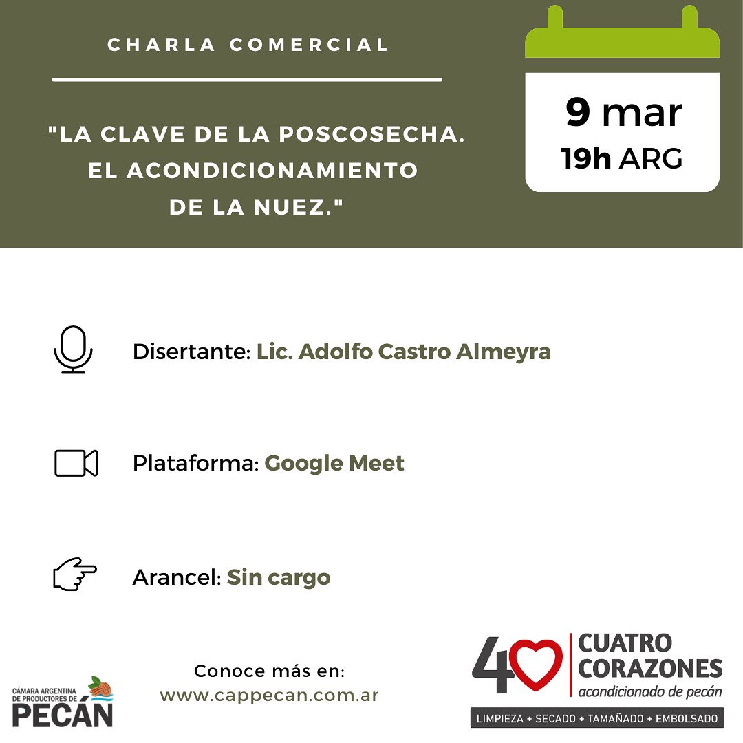 Tenemos una nueva charla brindada por el Lic. Adolfo Castro Almeyra de la Planta de Acondicionamiento 4 Corazones. Es gratuita con inscripción previa
🗓️ 9/3 a las 19hs Arg
Link👉 forms.gle/1bQMBjzGSwUEiZ…
