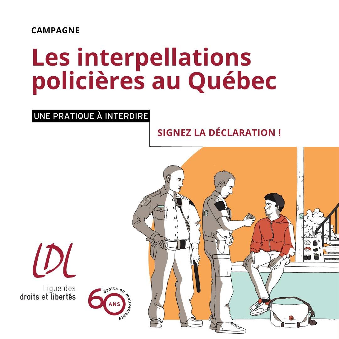 La campagne pour l'interdiction des #interpellationspolicieres au #Québec est en cours. 56 organisations ont déjà signé la déclaration✍ Joignez-vous au mouvement! Et consultez nos 10 Questions &amp; Réponses! #streetchecks #police #profilage #polqc

👉 bit.ly/3Kb5buz