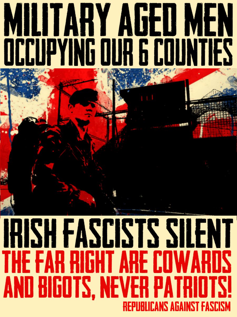 RepublicansAF's tweet image. The fascists have a lot to say about "military aged men" fleeing war and poverty, and yet so little to say about the British military aged men occupying our 6 counties. British agents and cowards the lot!

Posters in Rialto, Dublin.