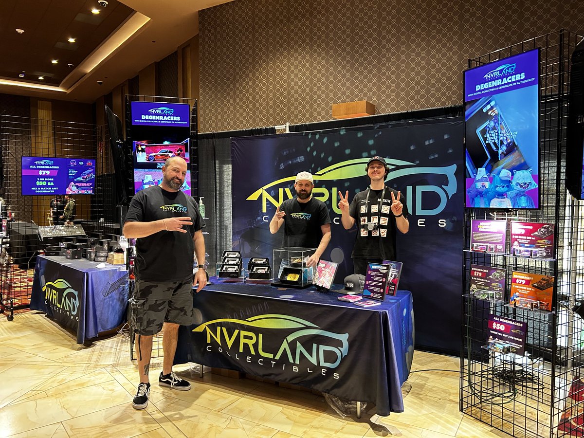 NVRLandLabs's tweet photo. NVRLand booth and team @kurtzendzian  @mzendz @thePolarDesert showcasing new tech @ahernhotel DieCast Convention https://t.co/iVdc9Lr7Rv