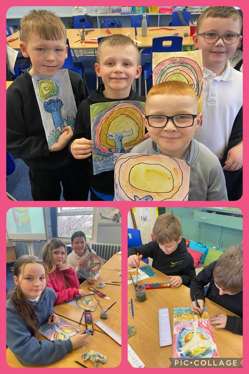 ThornliePS's tweet photo. P4-7 mixed class of @MissRussellTPS explored the wonderful feeling of 'curiosity', pondering the links between the snail and the whale. #curiosity #emotionthroughart #CrossClassLearning https://t.co/gDQ6PaKaAn