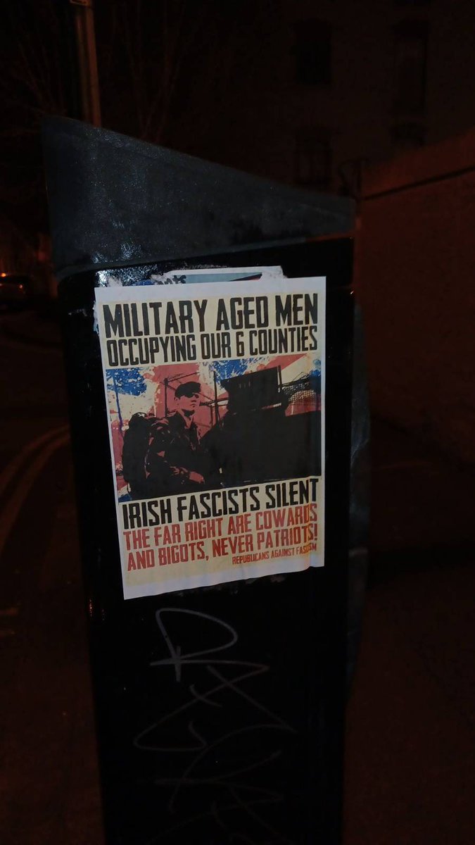 RepublicansAF's tweet image. The fascists have a lot to say about "military aged men" fleeing war and poverty, and yet so little to say about the British military aged men occupying our 6 counties. British agents and cowards the lot!

Posters in Rialto, Dublin.